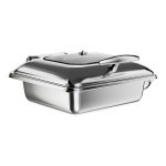 Acopa Voyage 5 Qt. 2/3 Size Stainless Steel Induction Chafer with Glass Top and Soft-Close Lid