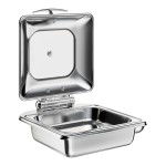 Acopa Voyage 5 Qt. 2/3 Size Stainless Steel Induction Chafer with Glass Top and Soft-Close Lid