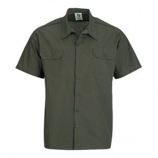 Mercer Culinary Metro Edge Unisex Olive Short Sleeve Brewer / Work Shirt - 2XL