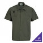 Mercer Culinary Metro Edge Unisex Olive Short Sleeve Brewer / Work Shirt - 2XL Mercer Culinary Metro Edge Unisex Olive Short Sleeve Brewer / Work Shirt - 2XL