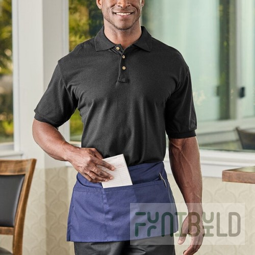 National Patrol by Henry Segal Unisex Customizable Black Short Sleeve Pique Polo Shirt with Wood Buttons - Cotton / Poly Blend - L
