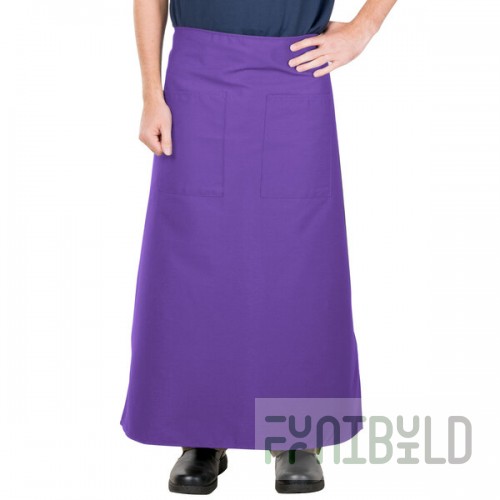 Intedge Purple Poly-Cotton Bistro Apron with 2 Pockets - 38