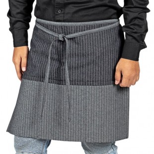 Uncommon Chef 3129 Pinstripe Customizable Denim Ardor Waist Apron with Black Webbing and 3 Pockets - 18