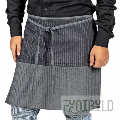 Uncommon Chef 3129 Pinstripe Customizable Denim Ardor Waist Apron with Black Webbing and 3 Pockets - 18