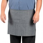 Uncommon Chef 3129 Pinstripe Customizable Denim Ardor Waist Apron with Black Webbing and 3 Pockets - 18