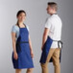 Choice Royal Blue Poly-Cotton Adjustable Bib Apron with 2 Pockets and Black Webbing Accents - 32