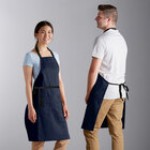 Choice Royal Blue Poly-Cotton Adjustable Bib Apron with 2 Pockets and Black Webbing Accents - 32