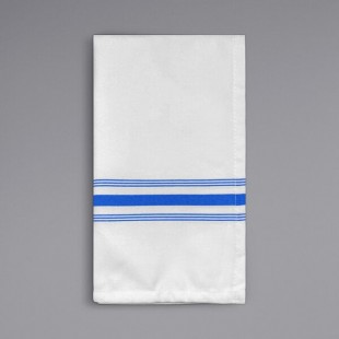 Oxford Super Blend Blue 100% Spun Polyester Bistro Striped Cloth Napkins 18 Oxford Super Blend Blue 100% Spun Polyester Bistro Striped Cloth Napkins 18