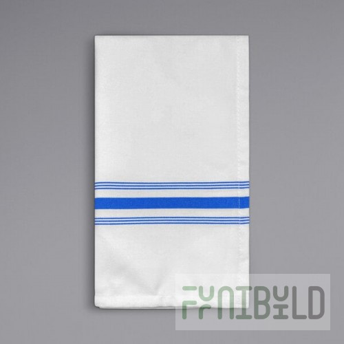 Oxford Super Blend Blue 100% Spun Polyester Bistro Striped Cloth Napkins 18