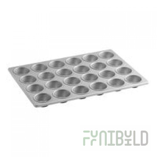 Baker's Lane 24 Cup 3.8 oz. Glazed Aluminized Steel Muffin / Cupcake Pan - 26