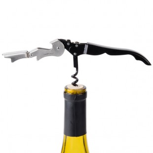 Franmara 5409 Duo-Lever Waiter's Corkscrew with Black Enamel Handle and Smart-Kut Cutter