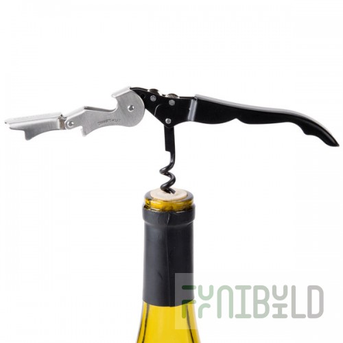 Franmara 5409 Duo-Lever Waiter's Corkscrew with Black Enamel Handle and Smart-Kut Cutter