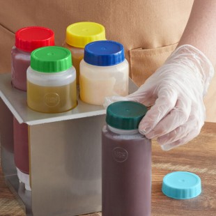 FIFO Innovations 280-1794 Assorted Identification Label Caps for FIFO Squeeze Bottles - 6/Pack