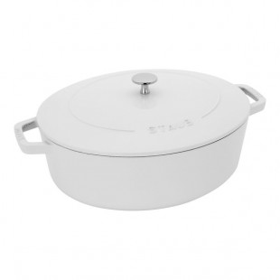 Staub 6.25 Qt. White Enameled Cast Iron Oval Dutch Oven 1027850 Staub 6.25 Qt. White Enameled Cast Iron Oval Dutch Oven 1027850