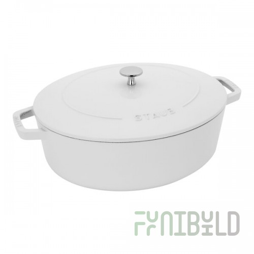 Staub 6.25 Qt. White Enameled Cast Iron Oval Dutch Oven 1027850