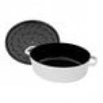 Staub 6.25 Qt. White Enameled Cast Iron Oval Dutch Oven 1027850