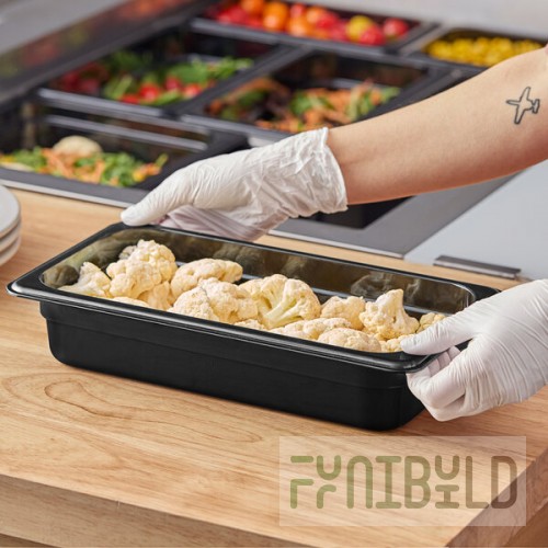 Carlisle 3086003 StorPlus 1/3 Size Black High Heat Plastic Food Pan - 2 1/2