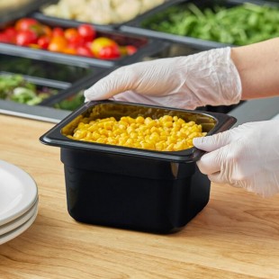 Carlisle 3068403 StorPlus 1/6 Size Black Polycarbonate Food Pan - 4 Carlisle 3068403 StorPlus 1/6 Size Black Polycarbonate Food Pan - 4