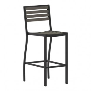 Flash Furniture Lark Gray Wash Faux Teak Slat Stackable Barstool Flash Furniture Lark Gray Wash Faux Teak Slat Stackable Barstool