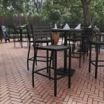 Flash Furniture Lark Gray Wash Faux Teak Slat Stackable Barstool Flash Furniture Lark Gray Wash Faux Teak Slat Stackable Barstool