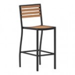 Flash Furniture Lark Gray Wash Faux Teak Slat Stackable Barstool Flash Furniture Lark Gray Wash Faux Teak Slat Stackable Barstool