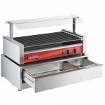 Avantco RG1850NS 50 Hot Dog Non-Stick Roller Grill with 48 Bun Warmer and Pass-Through Canopy - 120V, 1460W