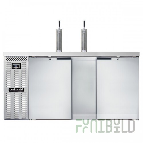 Continental Refrigerator KC69-N-SS Double Tap Kegerator Beer Dispenser - Stainless Steel, (3) 1/2 Keg Capacity