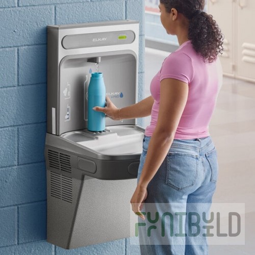 Zurn Elkay EZSDWSLK ezH20 Light Gray Hands-Free Non-Filtered Bottle Filling Station with Drinking Fountain - Non-Refrigerated