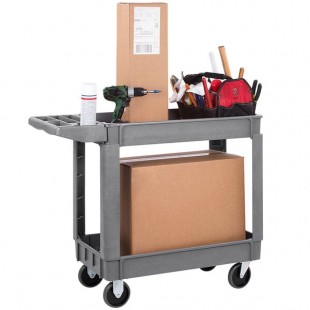 Carlisle UC401823 Gray Small Bin Top 2-Shelf Utility Cart- 40 Carlisle UC401823 Gray Small Bin Top 2-Shelf Utility Cart- 40