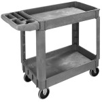 Carlisle UC401823 Gray Small Bin Top 2-Shelf Utility Cart- 40
