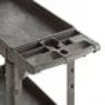Lavex Medium Black 2-Shelf Utility Cart with Premium Handle and Built-In Tool Compartments - 40 11/16
