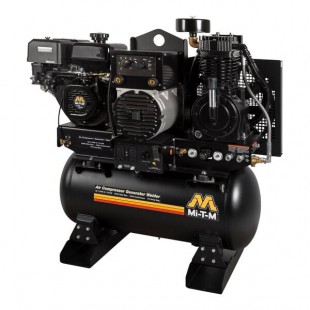 Mi-T-M AGW Series 30 Gallon Carbon Steel Two-Stage Stationary Gas-Powered Horizontal Air Compressor / Generator / Welder with 420cc Engine AGW-SM14-30M - 14 hp, 2,500-5,000W Mi-T-M AGW Series 30 Gallon Carbon Steel Two-Stage Stationary Gas-Powered Horizontal Air Compressor / Generator / Welder with 420cc Engine AGW-SM14-30M - 14 hp, 2,500-5,000W