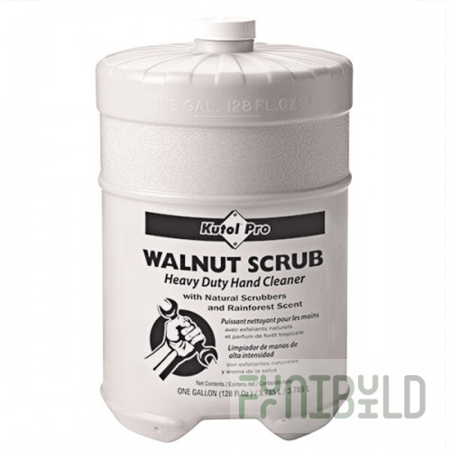 Kutol Pro 4707 Walnut Scrub Rainforest Scented Heavy-Duty Hand Cleaner with Natural Scrubbers Flat Top 1 Gallon Container - 4/Case