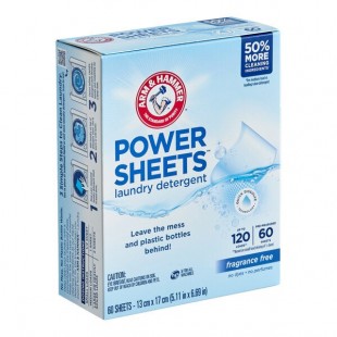 Arm & Hammer® Power Sheets Fragrance-Free Liquidless Laundry Detergent Sheets - 60/Pack Arm & Hammer® Power Sheets Fragrance-Free Liquidless Laundry Detergent Sheets - 60/Pack