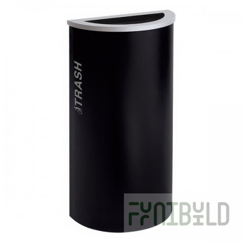 Ex-Cell Kaiser RC-KDHR-T BT-PBG Black Tie Kaleidoscope Pebble Black Gloss 8 Gallon Half Round Trash Can