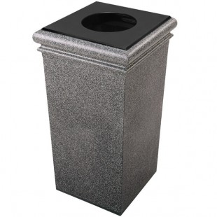 Commercial Zone 722119 StoneTec 30 Gallon Pepperstone Square Decorative Trash Can with Lid