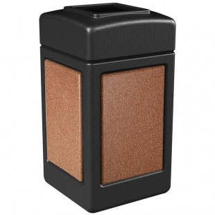 Commercial Zone 720314 StoneTec 42 Gallon Black Square Decorative Trash Can with Sedona Panels