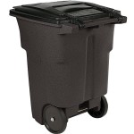 Toter ANA96-58538 96 Gallon Brownstone Rotational Molded Wheeled Rectangular Trash Can with Lid