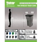 Toter ANA96-58538 96 Gallon Brownstone Rotational Molded Wheeled Rectangular Trash Can with Lid