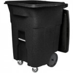 Toter ANA96-58538 96 Gallon Brownstone Rotational Molded Wheeled Rectangular Trash Can with Lid