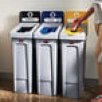 Rubbermaid® 2007917 Slim Jim 3-Stream Rectangular Recycling Station Kit with Open, Paper, and Bottle Lids
