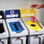 Rubbermaid® 2007917 Slim Jim 3-Stream Rectangular Recycling Station Kit with Open, Paper, and Bottle Lids