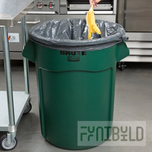 Rubbermaid® FG265500DGRN BRUTE Green 55 Gallon Round Trash Can