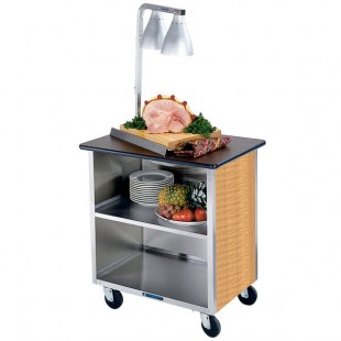 Lakeside 626LM Heavy-Duty Stainless Steel Three Shelf Flat Top Utility Cart with Enclosed Base and Light Maple Finish - 18 3/4