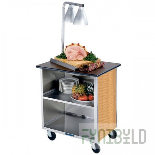 Lakeside 626LM Heavy-Duty Stainless Steel Three Shelf Flat Top Utility Cart with Enclosed Base and Light Maple Finish - 18 3/4