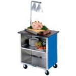 Lakeside 626LM Heavy-Duty Stainless Steel Three Shelf Flat Top Utility Cart with Enclosed Base and Light Maple Finish - 18 3/4