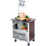 Lakeside 626LM Heavy-Duty Stainless Steel Three Shelf Flat Top Utility Cart with Enclosed Base and Light Maple Finish - 18 3/4