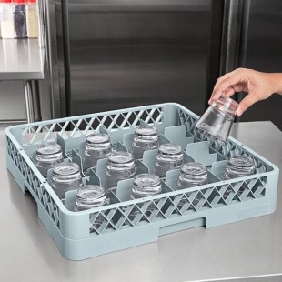 Noble Warewashing 16-Compartment Gray Full-Size Glass Rack Noble Warewashing 16-Compartment Gray Full-Size Glass Rack