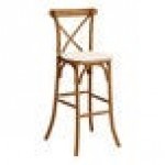Lancaster Table & Seating Vineyard Barrel Brown Wood Cross Back Bar Stool with 1 Lancaster Table & Seating Vineyard Barrel Brown Wood Cross Back Bar Stool with 1