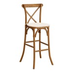 Lancaster Table & Seating Vineyard Barrel Brown Wood Cross Back Bar Stool with 1 Lancaster Table & Seating Vineyard Barrel Brown Wood Cross Back Bar Stool with 1